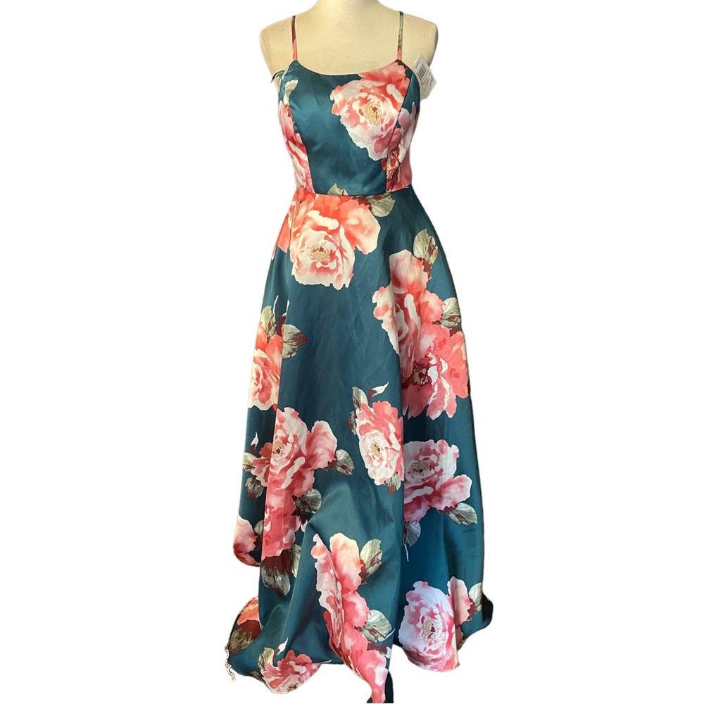 City Triangles Floral Dress - Teal and Pink